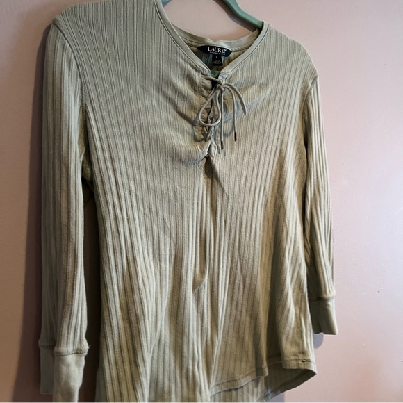 Lauren by Ralph Lauren Green Tie Long Sleeve Sweater Size L - Picture 5 of 7
